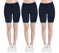 INNERSY Teen Girls Navy Cycling Shorts Cotton Anti Chafing Under Skirt Short Girls PE Shorts 3 Pack (12-14 Years, 3 Navy Blue)