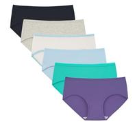 INNERSY Teenage Girls Knickers Breathable Underwear Mid Waist Cotton Hipster Panties Multipack 6(L-UK 14 Girls, Blue Collection/1 Grey/1 White)