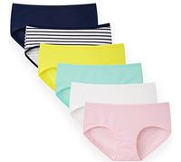 INNERSY Teenage Girls Pants Breathable Cotton Knickers Soft Striped Underwear Multipack 6 (XL-UK 16 Girls, Solid Colour/Stripe)