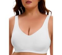 INNERSY White Bras for Women Plus Size Invisible Bra Wireless Ladies T Shirt Bralette Comfort Bra (3XL, White)