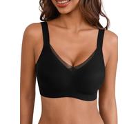 INNERSY Wireless Bras for Women Full Coverage Black Bra with Support Zero Feel Bralettes 1 Pack (XXL, 1 Classic Black)
