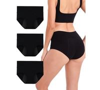 INNERSY Women Menstrual Pants C-Section Underwear Leakproof Period Knickers Black 3 Pack (UK22, Black-Dark Lining)