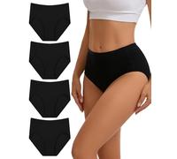 INNERSY Women's Black High Waist Pants Cotton Ladies Knickers Elderly Panties Soft Briefs 4 Pack (14, Jacquard Black)