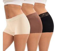 INNERSY Womens Boxers Knickers Ladies Boxer Briefs,12,Black/Brown/Pale Pink