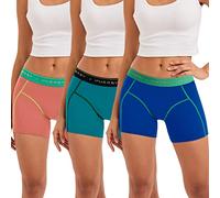 INNERSY Womens Boxers Underwear Cotton Ladies Boxer Briefs Anti Chafe Shorts Knickers 3 Pack (14-16, Royal Blue/Turquoise Blue/Orange)