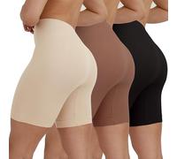 INNERSY Womens Cycling Shorts Anti-chafing Shorts for Under Dresses No VPL Lycra Short 3 Pack (Medium, Black/Beige/Brown)