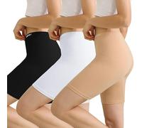 INNERSY Womens Slip Shorts Cotton Under Dress Shorts Anti Chafing Cycling Underwear 3 Pack (XS, Black/White/Beige)