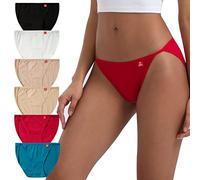 INNERSY Womens Underwear High Leg Ladies Briefs Cotton Knickers Low Rise Hipster Panties 6 Pack (8, Classy Multicolour)