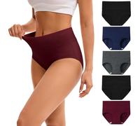 INNERSY Womens Underwear High Waisted Knickers Cotton Panties Ladies Pants Full Briefs Multipack 5 (20, Deep Winter)