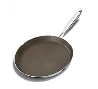 Innerwell Ceramic Stainless Steel Crepe Pan 30 cm, Nonstick Tiatanium Ceramic Coating Pancake Pan, Non Stick Flat Skillet Tawa Dosa Tortilla Griddle Pan, Induction Compatible, PFOA Free (Brown)