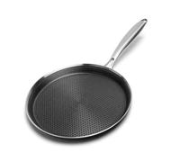Innerwell Stainless Steel Crepe Pan 26 cm, Nonstick Stainless Steel Honeycomb Coating Pancake Pan, Non Stick Flat Skillet Tawa Dosa Tortilla Griddle Pan, Induction Compatible, PFOA Free