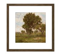 Inness The Elm Tree C1880 Painting 8X8 Inch Square Wooden Framed Wall Art Print Picture with Mount Artery8 Brown One Size