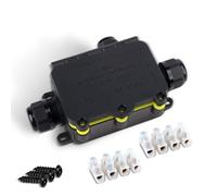 Innfeeltech 1 Pcs Electrical Junction Box Waterproof, Outdoor Waterproof Cable Connection Box LF-2068-3T, 3 Ways for Wire Diameter 5 to 12mm and 3.5 to 10mm
