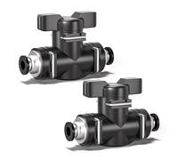 Innfeeltech 10 Pcs 4mm Black Straight Pneumatic Air Flow Control Ball Valve Push to Connect Pneumatic Fitting