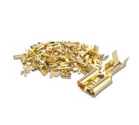 Innfeeltech 100 Pcs Non-Insulated Brass Spade Crimp Terminals, Connector Width 6.3mm for Cable 1mm² to 1.5mm², Female
