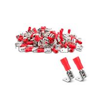 Innfeeltech 100 Pcs PVC-Insulated Brass Spade Crimp Terminals, Connector Width 3.8mm for Cable 0.5mm² to 1mm², Red