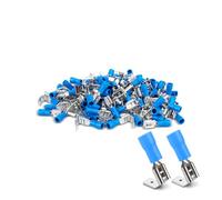 Innfeeltech 100 Pcs PVC-Insulated Brass Spade Crimp Terminals, Connector Width 4.7mm for Cable 1.5mm² to 2.5mm², Blue