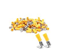 Innfeeltech 100 Pcs PVC-Insulated Brass Spade Crimp Terminals, Connector Width 6.2mm for Cable 4mm² to 6mm², Yellow
