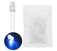 Innfeeltech 100pcs 5mm White Bulb Blue Light LED Diode Lights DC 2.7V~3.4V 20mA 5mm Electronics Emitting Components Light Diodes LEDs