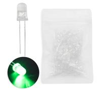 Innfeeltech 100pcs 5mm White Bulb Green Light LED Diode Lights DC 1.9V~2.1V 20mA 5mm Electronics Emitting Components Light Diodes LEDs