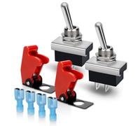 Innfeeltech 2 Pcs Metal Toggle Switch, 25A 12V KN3D-101 SPST ON/Off 2Pin 2 Position Rocker Switch with Safety Cover