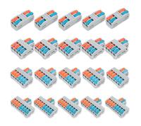 Innfeeltech 20 Pcs Connecting Ternimal, 2 In 2 Out, 2 In 4 Out, 2 In 6 Out, 2 In 8 Out Connection Clamp with Lever Each 5 Pcs, Cable Connectors with 0.2-4 mm² Conductor Clamp For DIY Projects