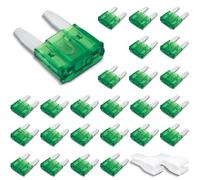 Innfeeltech 25 Pcs Mini Size Automotive Fuse, Flat Car Fuse 30A with 2 Plastic Clips for Car, Truck and Motorbike