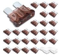 Innfeeltech 25 Pcs Standard Size Automotive Fuse, Flat Car Fuse 7.5A with 2 Plastic Clips for Car, Truck and Motorbike