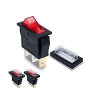 Innfeeltech 3 Pcs Mini Rocker Switch Red KCD3-101 3 Pin 3 Position Toggle Switch with 3 Waterproof Caps
