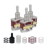 Innfeeltech 3 Pcs Toggle Switch, 20A 125V, 1122 SPDT, 3 Terminals, On/Off/On, 3 Position Metal High Performance Rocker Switch with 3 Waterproof Cap