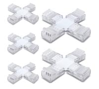 Innfeeltech 5 Pcs Strip Connector Wire Quick Connector for 10MM 4 Pin LED Light, Double Side Strip, Cross Type