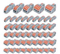 Innfeeltech 50 Pcs Connecting Ternimal, 1 In 1 Out, 1 In 2 Out, 1 In 3 Out, 1 In 4 Out, 1 In 5 Out Connection Clamp with Lever Each 10 Pcs, Cable Connectors with 0.2-4 mm² Conductor Clamp