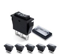 Innfeeltech 6 Pcs Mini Rocker Switch Black KCD3-101 3 Pin 3 Position Toggle Switch with 6 Waterproof Caps ON-OFF-ON