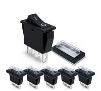 Innfeeltech 6 Pcs Mini Rocker Switch Black KCD3-202 3 Pin 3 Position Toggle Switch with 6 Waterproof Caps