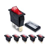 Innfeeltech 6 Pcs Mini Rocker Switch Red KCD3-101 3 Pin 3 Position Toggle Switch with 3 Waterproof Caps