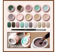 INNICON Solid Cream Gel Nail Set for Nail Art UV Gels Polish Brush White Nude Neon Black Kit Hand Painting