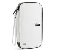 INNKGLE Passport Holder Travel Organizer -Snow White- RFID Blocking,Water Resistant, Wrist Strap - PU Polyester Document Wallet for Men & Women with Card Slots, Boarding Pass Pocket & Coin Pouch