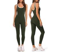 INNO MINT One Piece Workout Jumpsuits for Women - Yoga Full Length Romper with Square Neck and Contrast for Gym