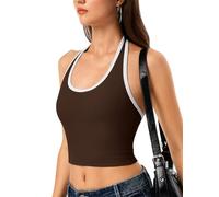 INNO MINT Womens Sports Bras Padded Color Block Scoop Neck Yoga Tops with Built In Bra for Women Gym and Lounge