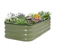 INNO STAGE Adjustable Raised Garden Bed, 120 x 60 x 30cm Metal Planter Boxes Outdoor for Growing Vegetables, Herbs, Flowers Steel Plant Raised Garden Bed Kit - OliveGreen 1Pack