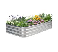 INNO STAGE Adjustable Raised Garden Bed, 150 x 90 x 30cm Metal Planter Boxes Outdoor for Growing Vegetables,Herbs,Flowers Steel Plant Raised Garden Bed Kit - Silver 1Pack