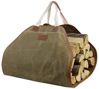 INNO STAGE Canvas Log Carrier Bag,Waxed Durable Wood Tote,Fireplace Stove Accessories,Extra Large Firewood Holder with Handles for Camping Khaki
