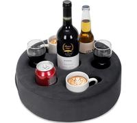 INNO STAGE Couch Cup Holder, Sofa Drinks Holder Tray, Removable & Washable Velvet Cup Cozy Pillow Cushion lap trays with Coffe Mug Holder for Home, Car, Bath, Park, Travel, Indoor, Outdoor - Grey