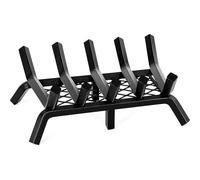 INNO STAGE Fireplace Grates Firewood Fire Wood Log Holder Rack 17 Inch with Ember Retainer, Inside Wrought Cast Iron Grill Fireplace Log Grate for Outdoor Camping Cooking