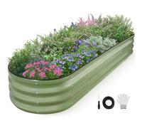 INNO STAGE Galvanized Raised Garden Bed, 244 x 60 x 30cm Large Metal Planter Boxes Outdoor for Growing Vegetables, Herbs, Flowers Steel Plant Raised Garden Bed Kit-Olive Green 1Pack