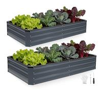 INNO STAGE Galvanized Raised Garden Bed Kits, 6x3x1ft Metal Raised Garden Beds Outdoor, Steel Raised Planter Bed with Gloves for Vegetables & Flowers Patio Ground Planter Box(Grey, 2PCS)