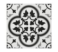 INNO STCIEKRS 16-Sheet Peel and Stick Floor and Wall Tile for Bathroom Kitchen, 9" x 9" Patterned Black SPC Self-Adhesive Vinyl Flooring Encaustic Groutable Backsplash Tile, Covers 9.12 Sq. Ft.