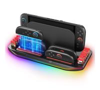 innoAura Switch 2 Charging Dock with RGB Lights & Game Holder, Magnetic Fast Charge Switch 2 Games Organizer Station, 12 in 1 Game Card Storage and Original Dock Storage
