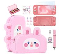 innoAura Switch Lite Case, 14 in 1 Switch Lite Accessories Bundle with Cute Switch Lite Carrying Case, Switch Lite Screen Protector, Switch Game Case, Switch Thumb Caps (Pink Rabbit)