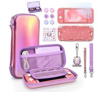innoAura Switch Lite Case,15 in 1 Accessories Bundle with Screen Protector, Game Case, Cute Pendant & Thumb Caps (Mermaid Pink)